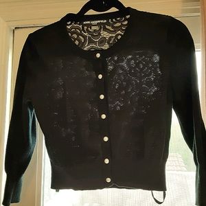KARL LAGERFIELD black sweater with pearl buttons